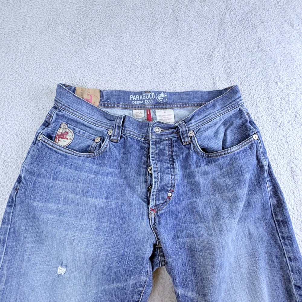 Parasuco Denim Cult Straight Leg Jeans Women 32 Blue Distressed Y2K Vintage - Picture 16 of 16